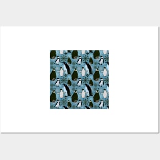 Snowy Penguins - Teal Posters and Art